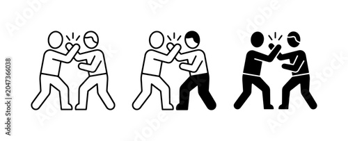 Bild auf Leinwand Two Person Fight Icon Set, Conflict, Struggle, Opposition, Confrontation, Battle