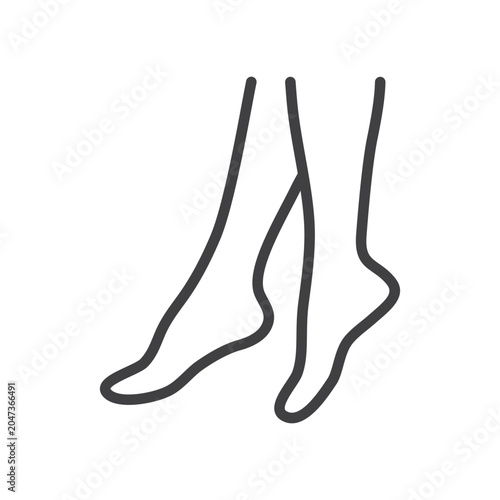 Outline woman legs icon isolated flat style.