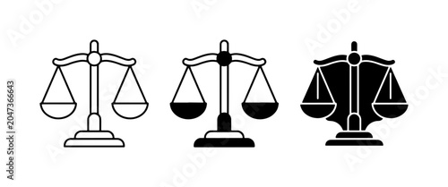 Obraz na płótnie Scales of Justice Icons, Legal Balance Symbols, Law and Order Vector Graphics