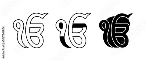 Ik Onkar Symbol Variations, Sikhism Religious Iconography, Spiritual Graphic Elements