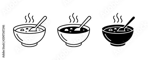 фотографія Hot Soup Bowl Icons, Warm Meal Vector Graphics, Comfort Food Illustrations