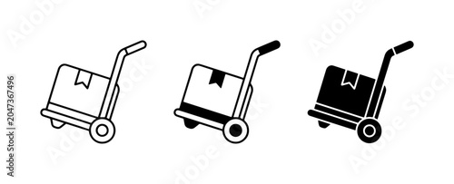Foto Delivery Cart Icons, Hand Truck Vector Graphics, Shipping Trolley Set
