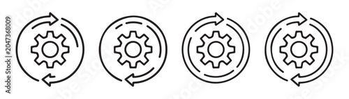 Fotografie Gear icon in circular arrows, depicting ongoing process, settings, and continuous system operation