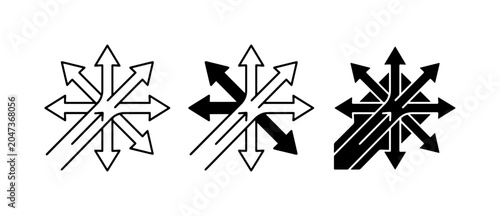 Foto Directional Arrows Set, Radial Arrows, Multiple Directions, Vector Icons