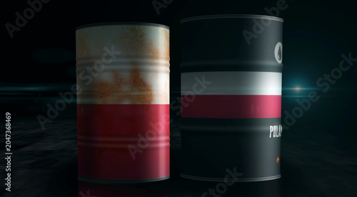 Cuadro en lienzo Poland oil crude petroleum fuel barrels in row