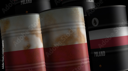 Foto Poland oil crude petroleum fuel barrels in row