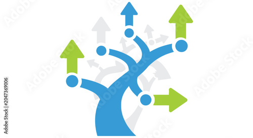Abstract tree design with upward and outward pointing arrows