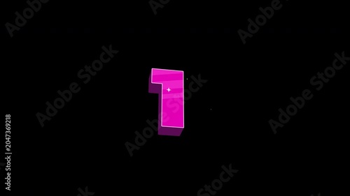 Bright 3D Cartoon Countdown Number 1