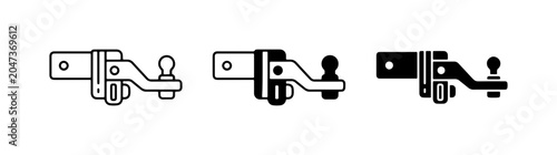 Tablou pe pânză Trailer Hitch Icons Set, Towing Ball Vector Graphics, Vehicle Attachment Symbols