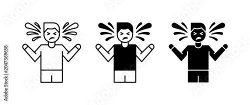 Tableau sur toile Crying Man Icons, Sadness and Distress Vector Set, Emotional Outburst Graphics
