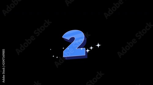 Bright 3D Cartoon Countdown Number 2