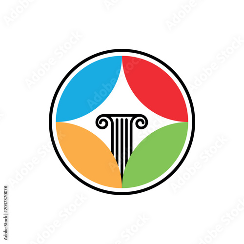 Colorful Cultural Heritage Logo With Classical Column Emblem Representing Education, Community And Growth