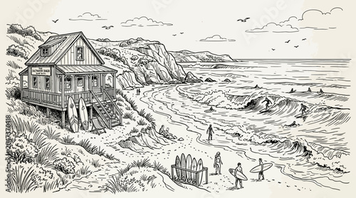 People on a sandy beach vacation.