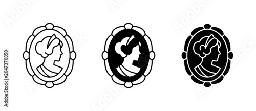 Foto Vintage Cameo Icons, Classic Profile Portrait Silhouettes, Elegant Jewelry Emble