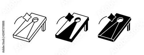 Foto Cornhole Game Icons, Bean Bag Toss Vector Set, Outdoor Lawn Game Graphics