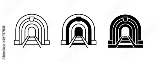 Railway Tunnel Icons, Transportation Vector Graphics, Infrastructure Symbols