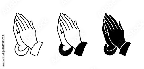 Foto Praying Hands Icons, Religious Symbol, Hope, Faith, Spirituality, Vector Set