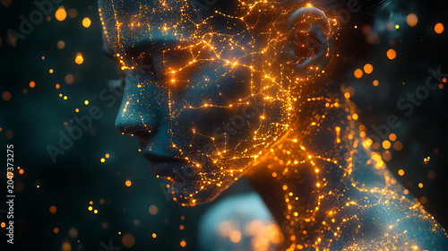 Energy circuits within body map glowing to represent enhanced metabolism via NMN 