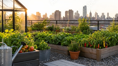 Sunset urban garden photography