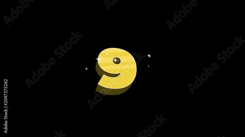 Bright 3D Cartoon Countdown Number 9