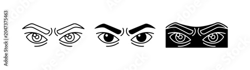 Foto Intense Eyes Vector Icons, Expressive Gaze Symbols, Focused Look Graphics