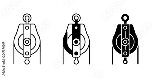 Photos Pulley System Icons, Mechanical Engineering Components, Lifting Devices, Vector