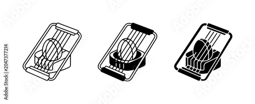 Fotografie Egg Slicer Icons, Kitchen Gadget Vector Graphics, Food Preparation Tools