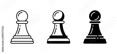Tableau sur toile Chess Pawn Icons: Strategy, Game Pieces, and Board Game Elements