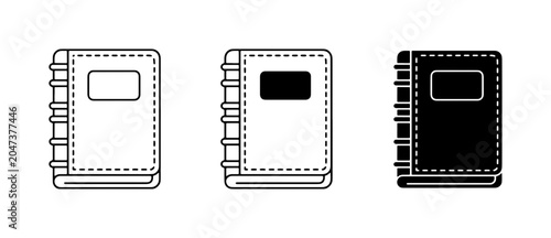 Quadro su tela Book Icons Set: Open Notebook, Journal, Hardcover Book Vector Graphics