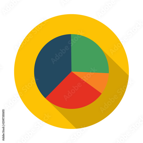 Chart Icon - Colorful overlapping circles pie chart design on bright yellow background vector illustration