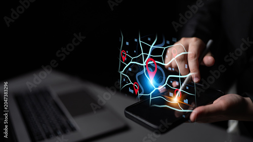Foto Concept of location tracking and GPS navigation
