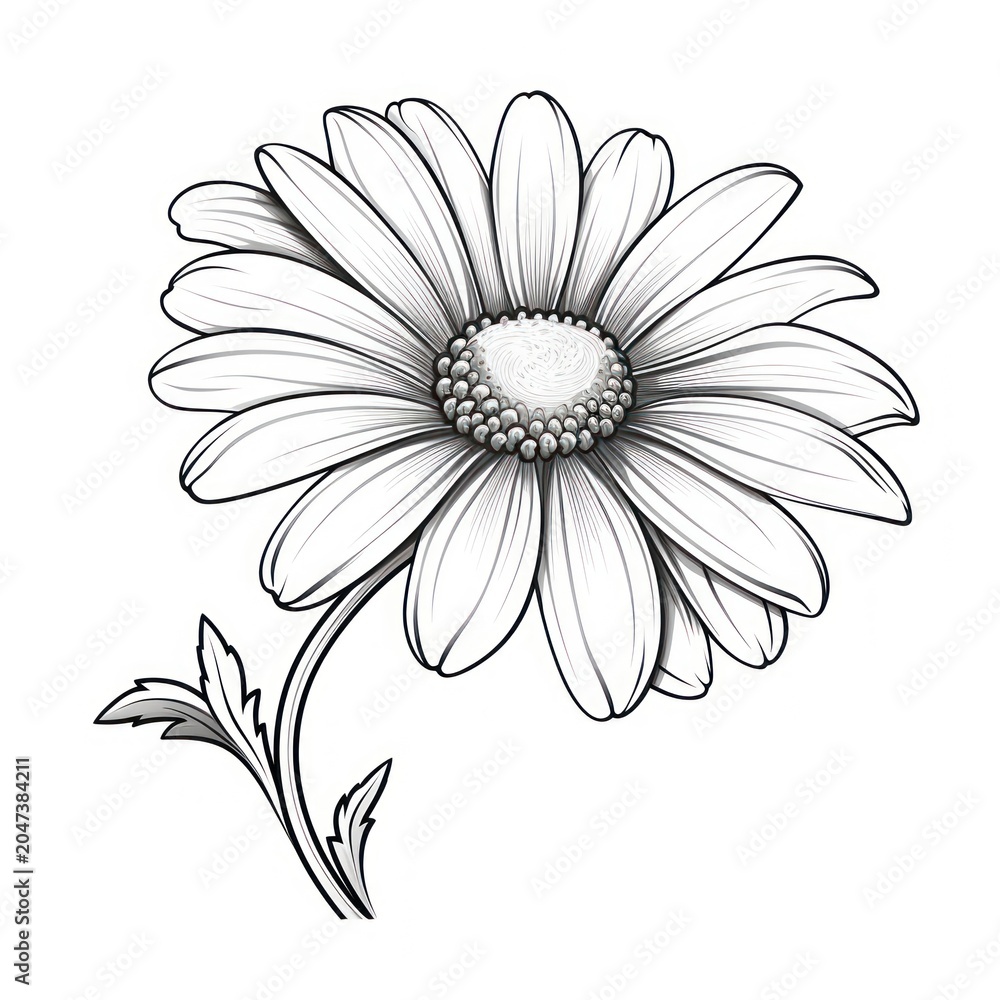 Obraz premium Daisy flower drawing sketch plant.