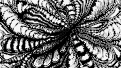 Black and white hypnotic organic pattern animation