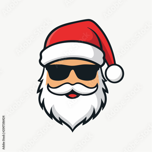 Cool Santa Claus wearing sunglasses, flat design illustration