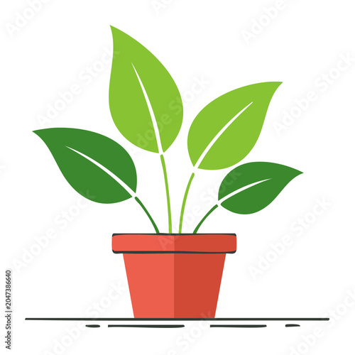 Flat design potted plant icon