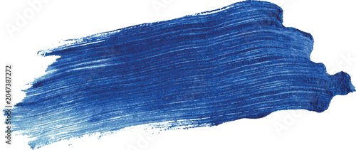 Thick blue acrylic paint brush stroke swatch