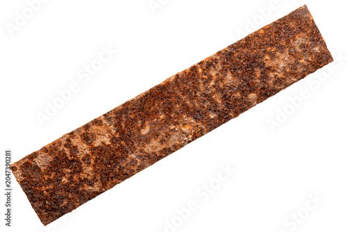 Old unknown rusty object isolated on white background. The usual magnet fishing find.