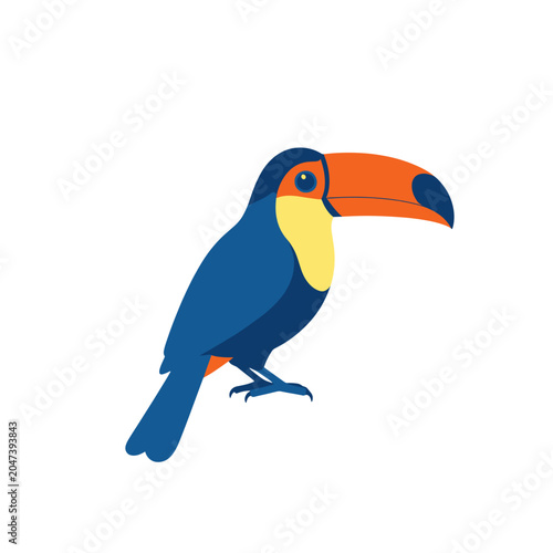 Toucan Bird Vector Illustration, Isolated Transparent Background Icon for Wildlife Nature Design and App UI Elements