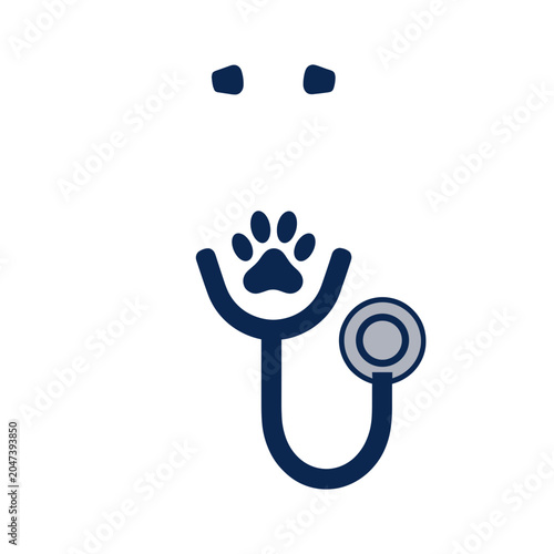 Stethoscope with Paw Print Icon Vector Illustration, Isolated Transparent Background for Veterinary Care and Pet Health Symbol