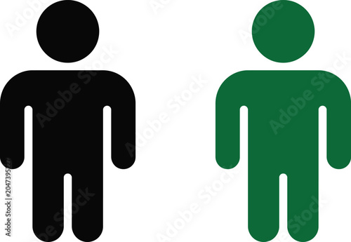 Two simplified human figures in black and green colors representing individuals standing together on transparent background.