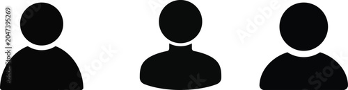 Foto Three identical simple human icons displayed in a row representing user profiles or personnel on transparent background