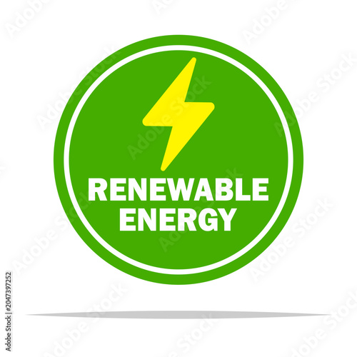 Tableau sur toile Round renewable energy sign label vector isolated illustration