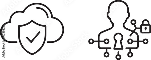 Obraz na plátne Art & Illustration, Cloud security system and protected user network data safety