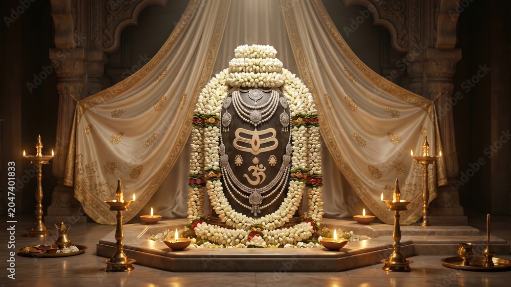 Fototapeta premium Elegant Mahakaleshwar Decoration with Jasmine Garlands