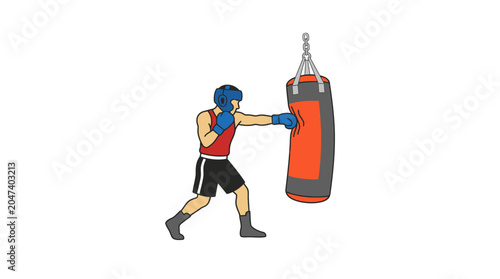 Quadro em tela Man wearing boxing gloves and headgear.