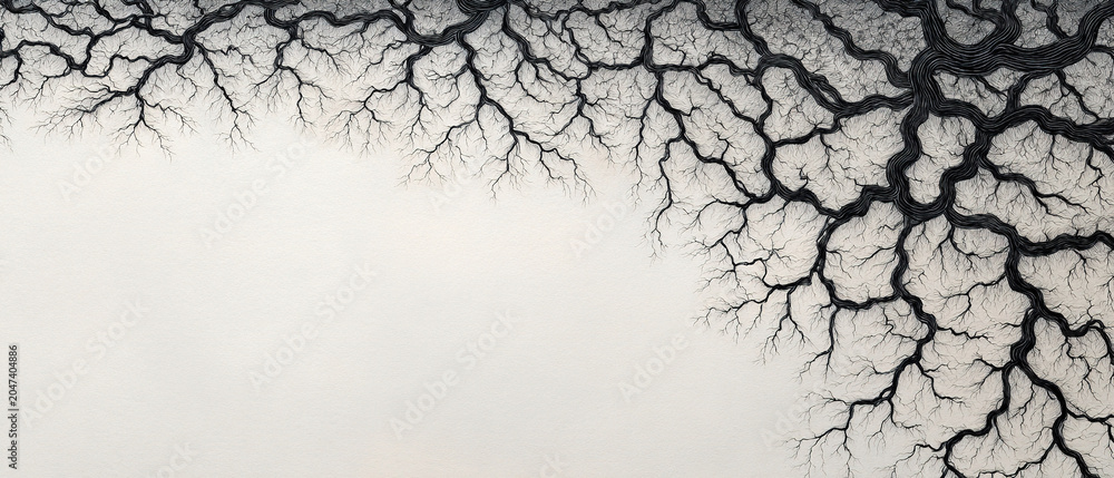Fototapeta premium An intricate network of interconnected irrigation channels delivering water to crops in a vast, arid landscape