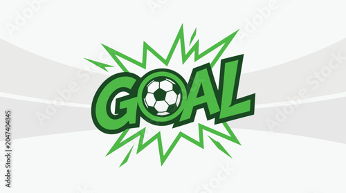 Vibrant Green Soccer GOAL Text with Explosive Effect - Vector Illustration