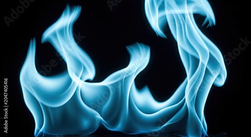Ethereal blue flames rising against a solid black background.