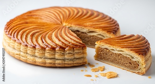 Mille-feuille Pastry Cake on White Background
