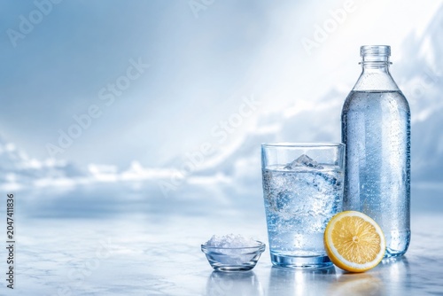 Electrolyte Water With Lemon and Clean Copy Space